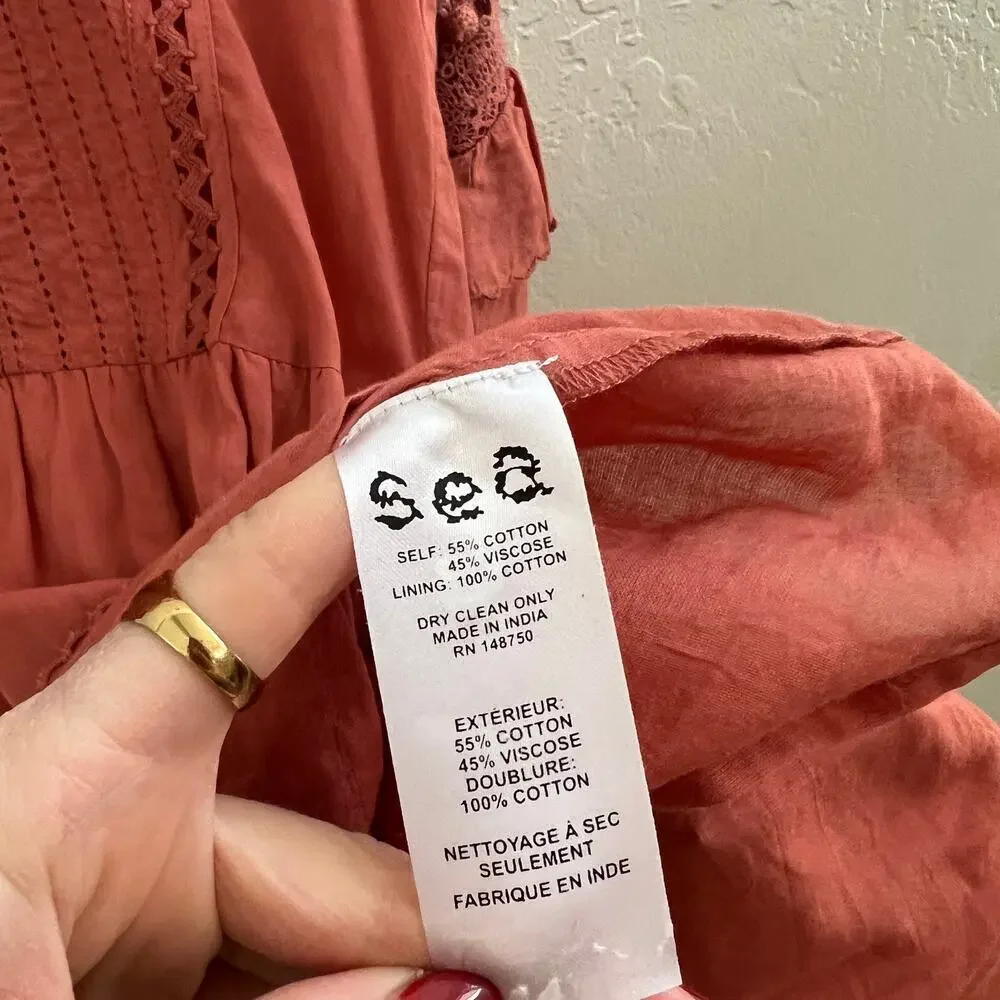 SEA New York $495 Weatherly Pom Crochet Dress in Salmon - Picture 9 of 11